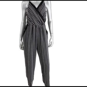 Bar III Black Sleeveless Printed Jumpsuit